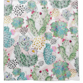 Aquarellkaktus und Dreiecksmuster Duschvorhang (Vorderseite)