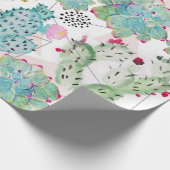 Aquarellkaktus und Dreiecksmuster Geschenkpapier (Ecke)