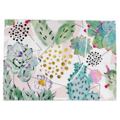 Aquarellkaktus und Dreiecksmuster Große Geschenktüte (Rückseite)