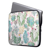 Aquarellkaktus und Dreiecksmuster Laptopschutzhülle (Vorderseite Links)