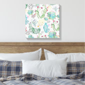 Aquarellkaktus und Dreiecksmuster Leinwanddruck (Insitu (Schlafzimmer))