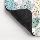 Aquarellkaktus und Dreiecksmuster Mousepad (Ecke)