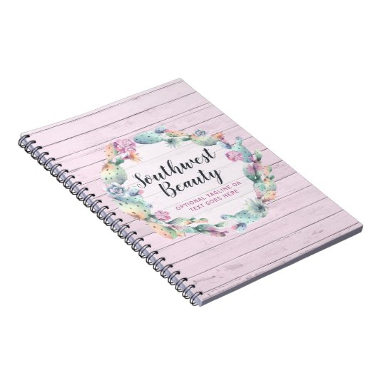 Aquarellkaktus und rustikales Holz Bohemisch Notizblock (Rechte Seite)