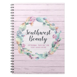 Aquarellkaktus und rustikales Holz Bohemisch Notizblock