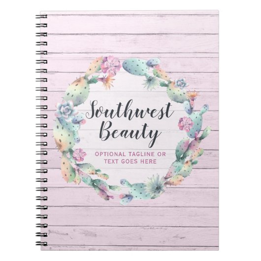 Aquarellkaktus und rustikales Holz Bohemisch Notizblock (Vorderseite)