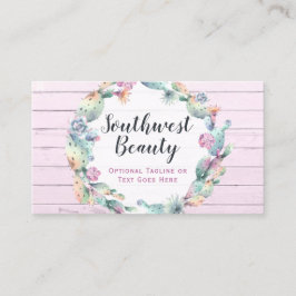 Aquarellkaktus und rustikales Holz Bohemisch Visitenkarte