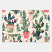 Aquarellkaktus Weihnachtslichter zum Geschenk Geschenkpapier Set (Vorderseite 3)