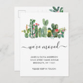 Aquarellkaktus Wir haben neue Zuhause-Bewegung Ankündigungspostkarte (Vorne/Hinten)