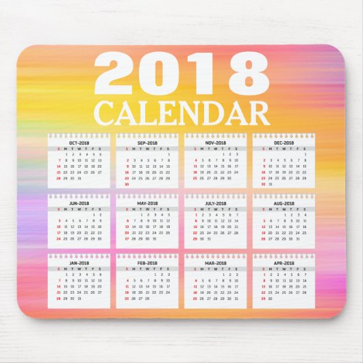 Aquarellkalender 2018 | Mousepad (Vorne)