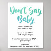Aquarellkalligraphie sagt kein Baby-Zeichen Poster (Vorne)