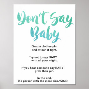 Aquarellkalligraphie sagt kein Baby-Zeichen Poster