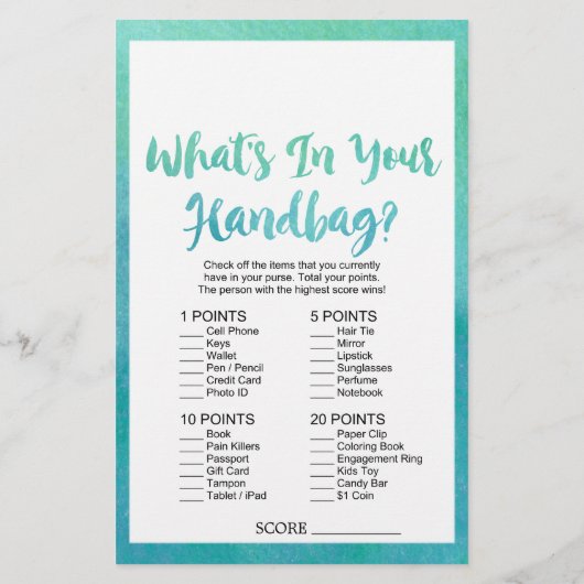 Aquarellkalligraphie Was steckt in deinem Handtasc Flyer (Hinten)