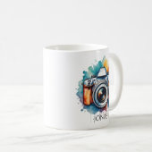 Aquarellkamera Art personalisiert Fotograf Kaffeetasse (VorderseiteRechts)