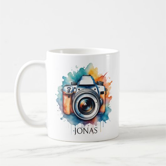 Aquarellkamera Art personalisiert Fotograf Kaffeetasse (Links)