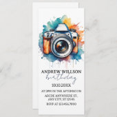 Aquarellkamera-Fotograf BIRTHDAY Einladung (Vorne/Hinten)