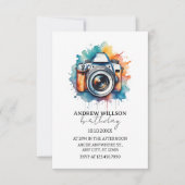 Aquarellkamera-Fotograf BIRTHDAY Einladung (Vorderseite)