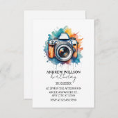Aquarellkamera-Fotograf BIRTHDAY Einladung (Vorne/Hinten)