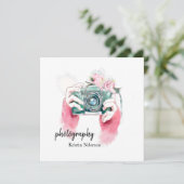 Aquarellkamera mit rosa Einladung (Stehend Vorderseite)