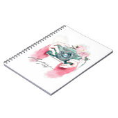 Aquarellkamera mit rosa Notebook Notizblock (Linke Seite)