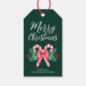Aquarellkandy Canes und Red Bow Weihnachten Geschenkanhänger (Rückseite)