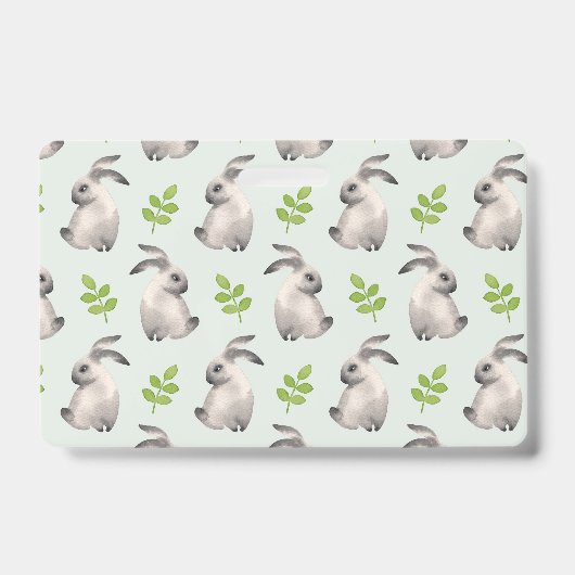 Aquarellkaninchen und Gras Ausweis (Vorderseite)