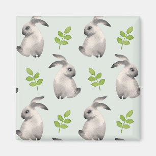 Aquarellkaninchen und Gras Magnet