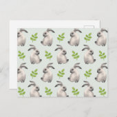 Aquarellkaninchen und Gras Postkarte (Vorne/Hinten)