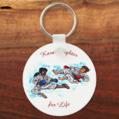 Aquarellkarate-Männer kämpfen um Wettkampf Schlüsselanhänger (Vorderseite)