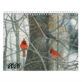 Aquarellkardinale 2026 kalender