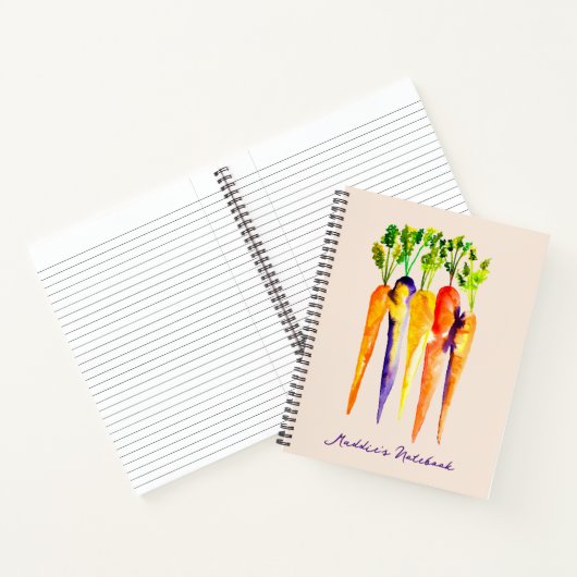 Aquarellkarotten, farbenfrohe Kunst des Essens Notizblock (Innenseite)