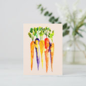 Aquarellkarotten, farbenfrohe Kunst des Essens Postkarte (Stehend Vorderseite)