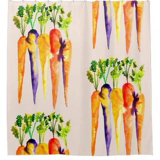 Aquarellkarotten niedliches Gemüse Duschvorhang (Vorderseite)