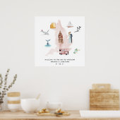 Aquarellkarte der britischen Hochzeit in Urlaubsor Poster (Küche)