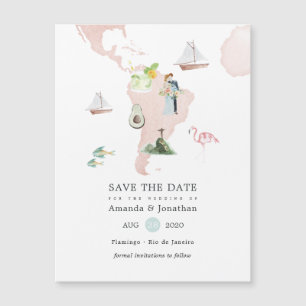 Aquarellkarte der Destination-Hochzeit in Rio Magnetkarte