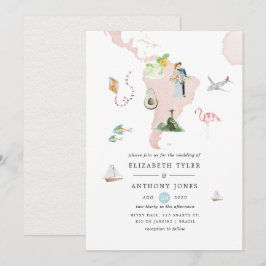 Aquarellkarte der Hochzeit in Urlaubsort Rio Einladung