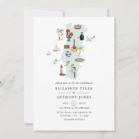 Aquarellkarte der portugiesischen Hochzeit in Urla