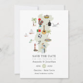 Aquarellkarte der portugiesischen Hochzeit in Urla Save The Date (Vorderseite)