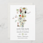 Aquarellkarte der portugiesischen Hochzeit in Urla Save The Date (Vorne/Hinten)