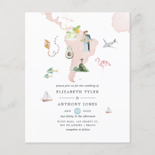 Aquarellkarte der Rio Destination Hochzeits-Einlad Flyer