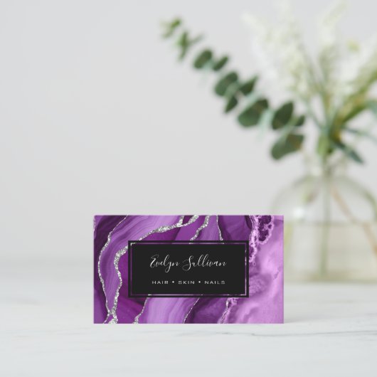 Aquarellkarte lila Visitenkarte (Stehend Vorderseite)