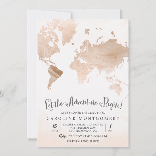 Aquarellkarte Reisende Kinderdusche Einladung (Vorderseite)