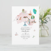 Aquarellkarte von Australien Hochzeit in Urlaubsor Einladung (Stehend Vorderseite)