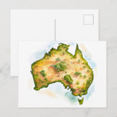 Aquarellkarte von Australien Postkarte (Vorne/Hinten)