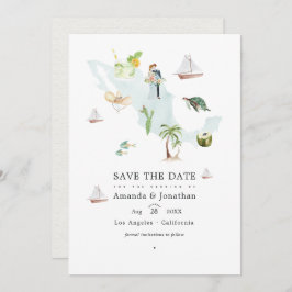 Aquarellkarte von Mexiko Hochzeit in Urlaubsort Fo Save The Date