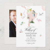 Aquarellkarte von Rio Hochzeit in Urlaubsort Foto
