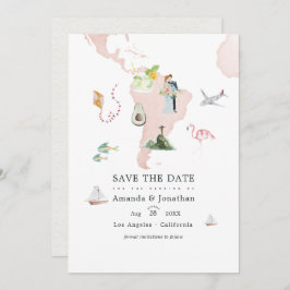 Aquarellkarte von Rio Hochzeit in Urlaubsort Foto Save The Date