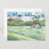 Aquarellkarten für ihn, Aquarellfelder Postkarte (Vorne/Hinten)