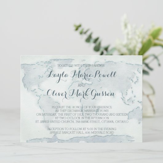 Aquarellkarten-Hochzeitseinladung Einladung (Stehend Vorderseite)