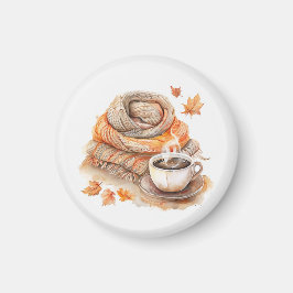 Aquarellkarton und Tasse des Kaffees Magnet