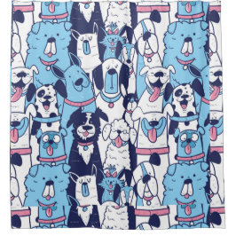 Aquarellkartoon Haustier Art Duschvorhang